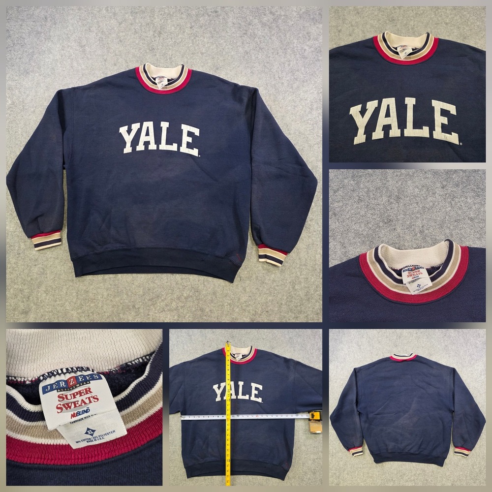Vintage Yale Bulldogs Sweatshirt Mens XL Blue NCAA College Jerzees Made USA 90s